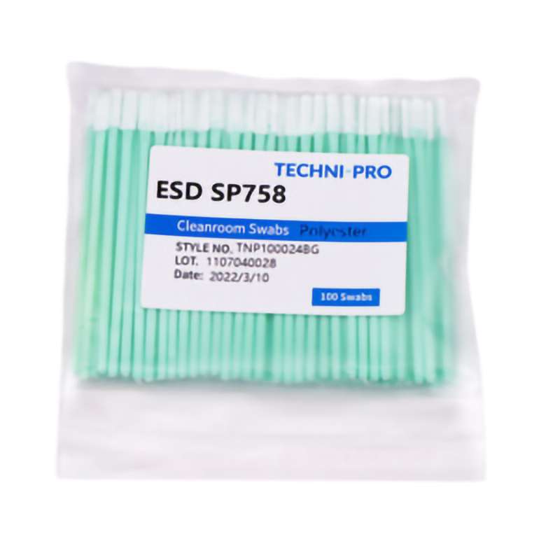 Cleanroom ESD Polyester Knit Swab, Static Dissipative Handle, 100/Bg